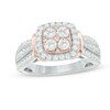 Thumbnail Image 1 of Previously Owned - 1 CT. T.W. Cushion-Shaped Multi-Diamond Frame Engagement Ring in 14K Two-Tone Gold