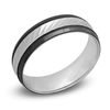 Thumbnail Image 2 of Previously Owned - 6.0mm Diamond-Cut Wedding Band in 10K White Gold with Black Rhodium