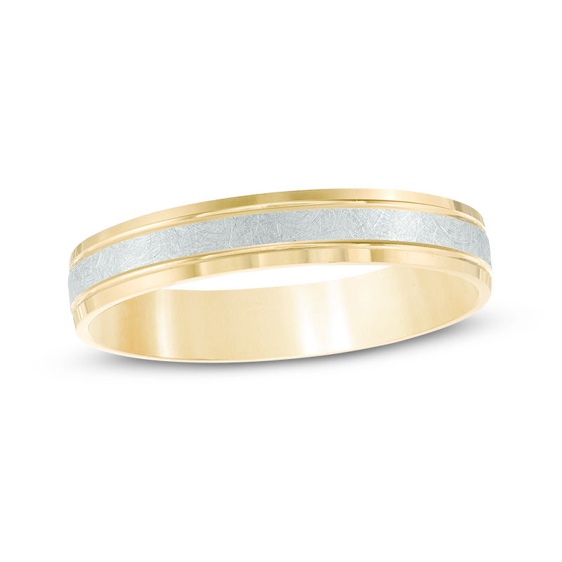 Main Image 1 of Previously Owned - Men's 4.0mm Diamond-Cut Comfort Fit Band in 10K Two-Tone Gold