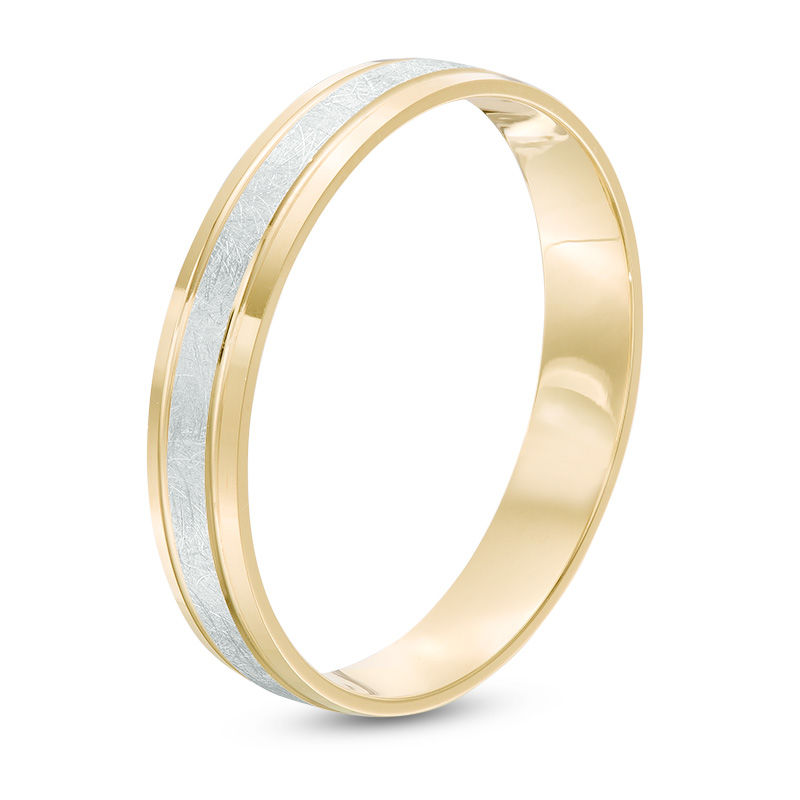 Main Image 2 of Previously Owned - Men's 4.0mm Diamond-Cut Comfort Fit Band in 10K Two-Tone Gold