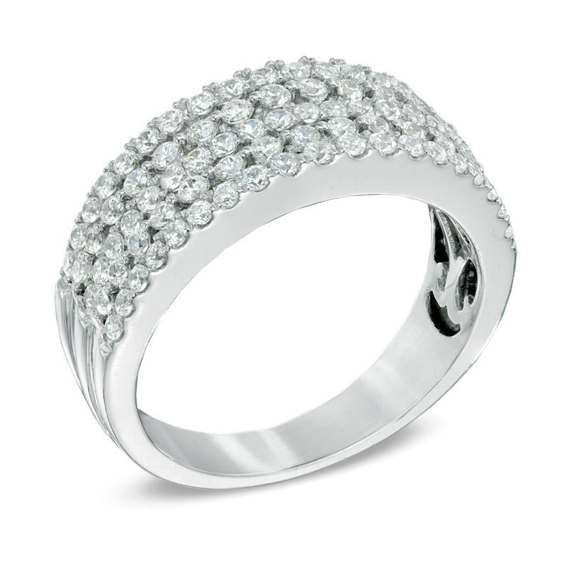 Main Image 2 of Previously Owned - 1 CT. T.W.  Diamond Five Row Anniversary Band in 14K White Gold (I/SI2)