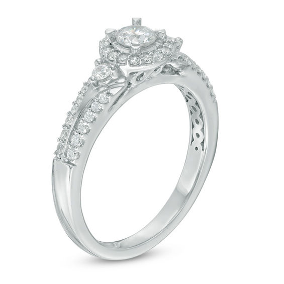 Previously Owned - 1/2 CT. T.w. Diamond Frame Engagement Ring in 10K White Gold