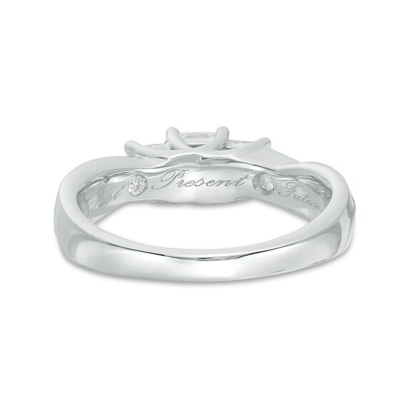 Previously Owned - 1 CT. T.w. Princess-Cut Diamond Past Present FutureÂ® Twist Engagement Ring in 10K White Gold