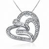 Thumbnail Image 0 of Previously Owned - 1/2 CT. T.W. Baguette and Round Diamond Double Tilted Heart Pendant in 10K White Gold