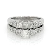 Thumbnail Image 1 of Previously Owned 1-1/2 CT. T.W. Princess-Cut Diamond Three Stone Soldered Bridal Set in 14K White Gold
