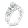 Thumbnail Image 2 of Previously Owned 1-1/2 CT. T.W. Princess-Cut Diamond Three Stone Soldered Bridal Set in 14K White Gold