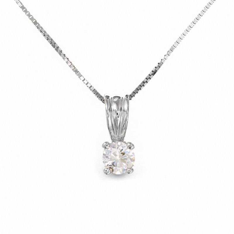 Main Image 1 of Previously Owned - 1/2 CT. Diamond Solitaire Pendant in 14K White Gold