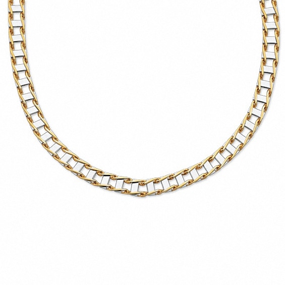 Previously Owned - Men's 7.65mm Railroad Necklace in 14K Two-Tone Gold - 22.0"