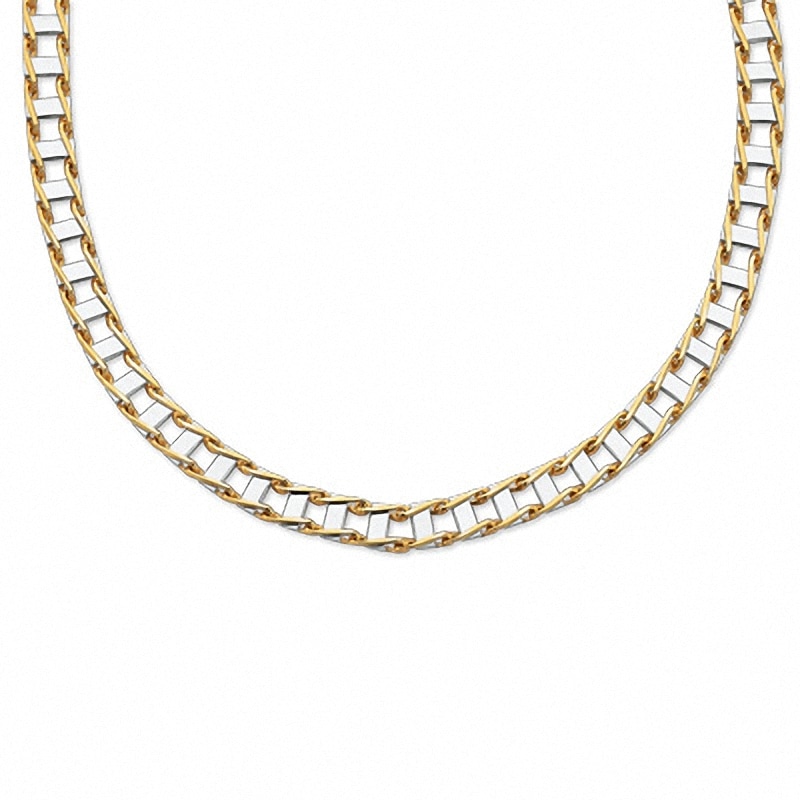 Main Image 1 of Previously Owned - Men's 7.65mm Railroad Necklace in 14K Two-Tone Gold - 22.0"