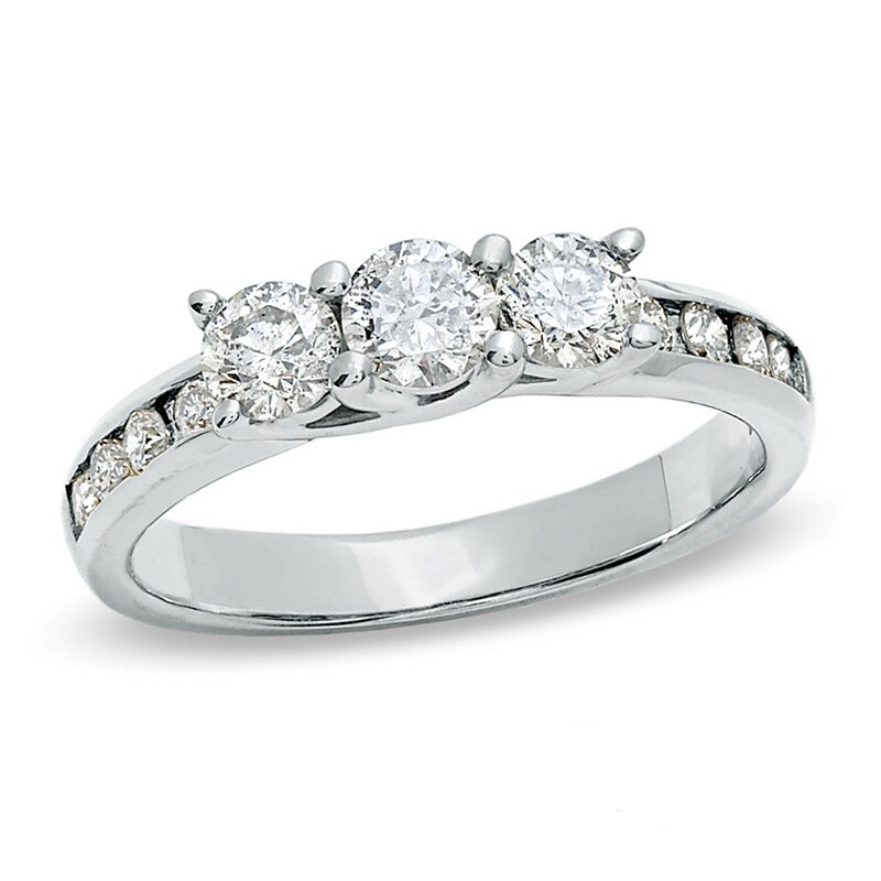 Main Image 1 of Previously Owned - 1 CT. T.W. Diamond Three Stone Ring in 10K White Gold