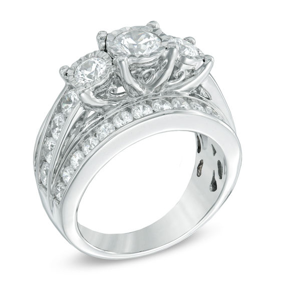 Previously Owned - 3 CT. T.W. Diamond Past Present Future® Ring in 14K White Gold Previously Owned - 3 CT. T.W. Diamond Past Present Future® Ring in 14K White Gold