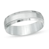Previously Owned - Men's 6.0mm Comfort-Fit Brushed Center Milgrain-Edge Wedding Band in 10K White Gold