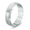 Thumbnail Image 2 of Previously Owned - 6.0mm Comfort-Fit Brushed Center Milgrain-Edge Wedding Band in 10K White Gold