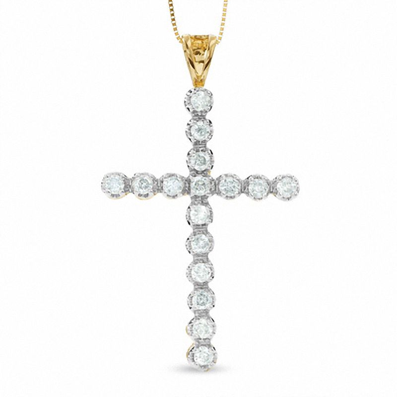 Main Image 1 of Previously Owned - 1 CT. T.W. Diamond Cross Pendant in 10K Gold