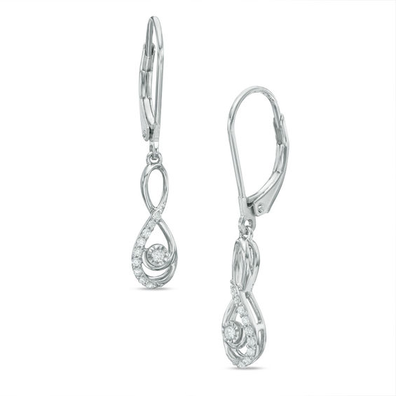 Previously Owned - 1/10 CT. T.w. Diamond Infinity Drop Earrings in 10K White Gold