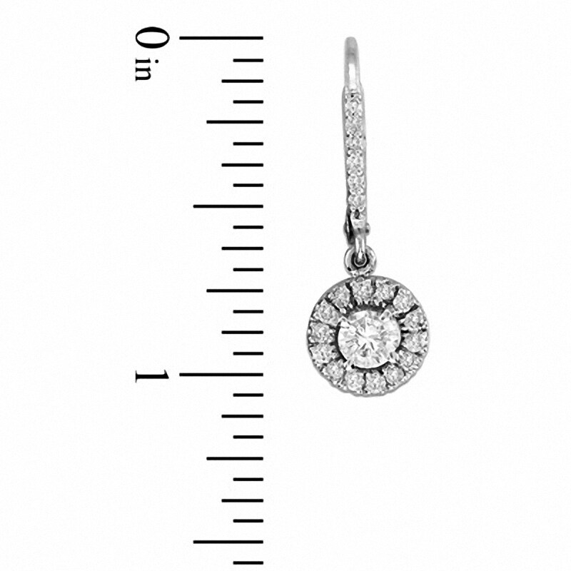 Main Image 2 of Previously Owned - 1-1/4 CT. T.W. Diamond Frame Drop Earrings in 14K White Gold (I/I2)