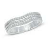 Thumbnail Image 1 of Previously Owned - 3/4 CT. T.W. Diamond Three Row Contour Wedding Band in 14K White Gold
