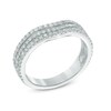 Thumbnail Image 2 of Previously Owned - 3/4 CT. T.W. Diamond Three Row Contour Wedding Band in 14K White Gold