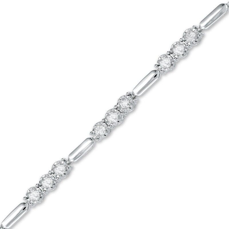 Main Image 1 of Previously Owned - 1 CT. T.W. Diamond Three Stone Station Bracelet in 10K White Gold
