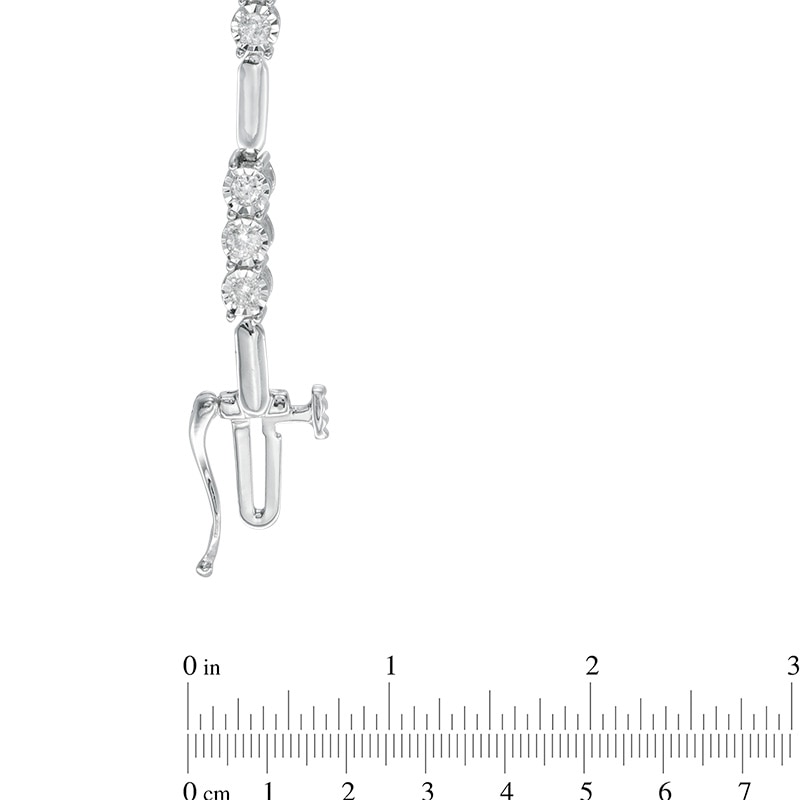 Main Image 2 of Previously Owned - 1 CT. T.W. Diamond Three Stone Station Bracelet in 10K White Gold