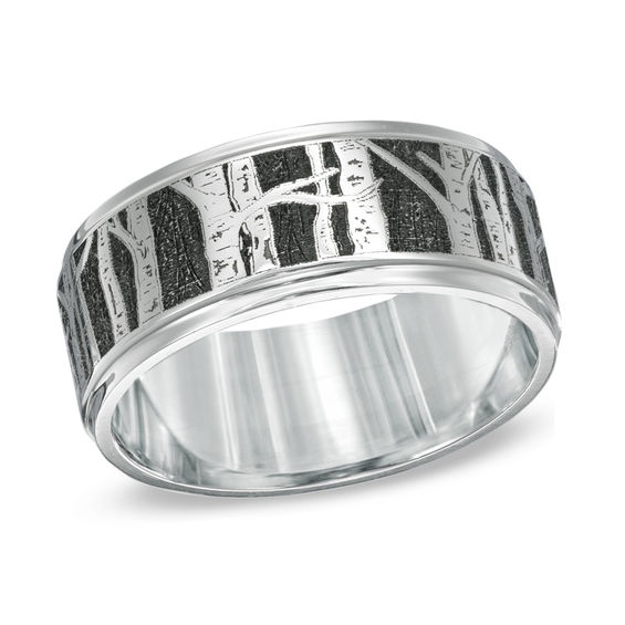 Previously Owned - 9.0mm Aspen Tree Comfort Fit Cobalt Wedding Band
