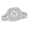 Thumbnail Image 1 of Previously Owned - Vera Wang Love Collection 1-1/2 CT. T.W. Diamond Frame Split Shank Engagement Ring in 14K White Gold