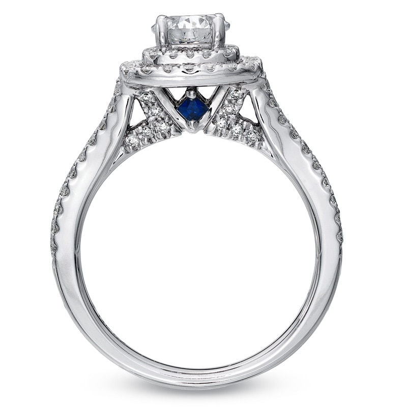 Previously Owned - Vera Wang Love Collection 1-1/2 CT. T.W. Diamond Frame Split Shank Engagement Ring in 14K White Gold