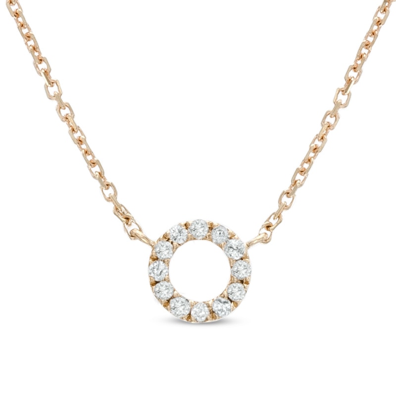 Main Image 1 of Previously Owned - Diamond Accent Dainty Circle Necklace in 10K Gold
