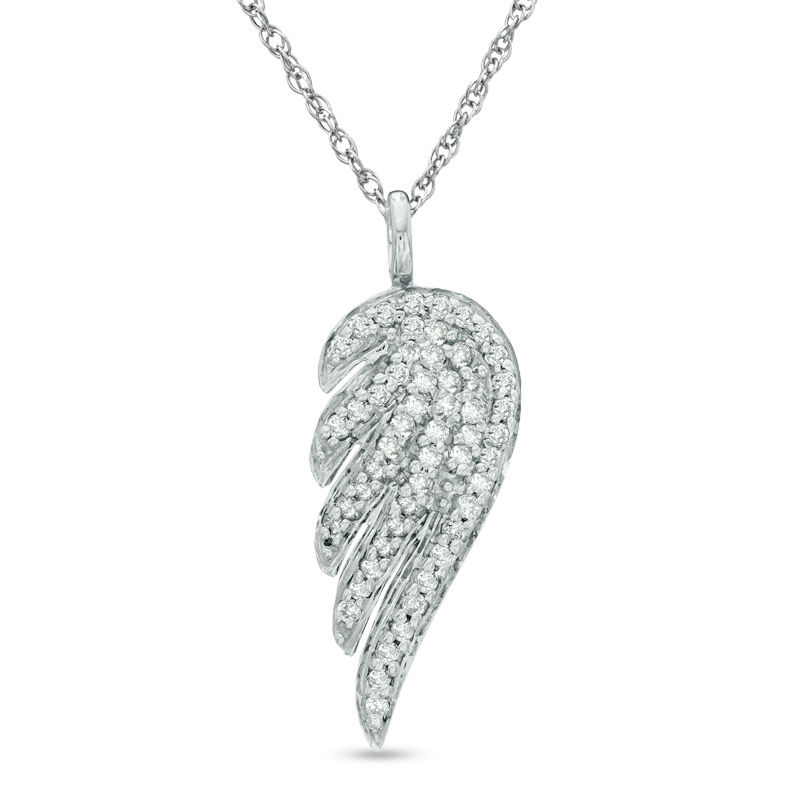 Main Image 1 of Previously Owned - 1/3 CT. T.W. Diamond Single Wing Pendant in 14K White Gold