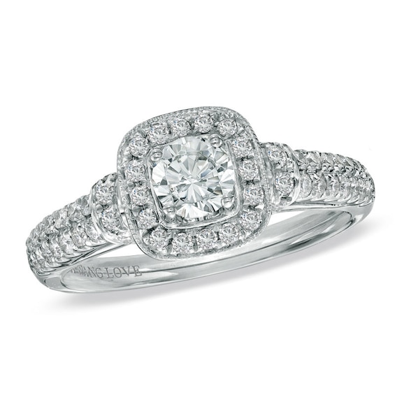 Previously Owned - Vera Wang Love Collection 3/4 CT. T.w. Diamond Frame Engagement Ring in 14K White Gold