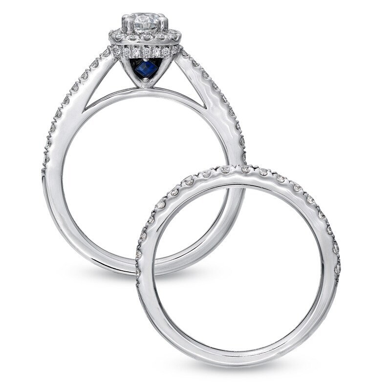 Previously Owned - Vera Wang Love Collection 1 CT. T.W. Diamond Frame Bridal Set in 14K White Gold