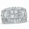 Thumbnail Image 1 of Previously Owned - 3 CT. T.W. Quad Princess-Cut Diamond Three Piece Bridal Set in 14K White Gold
