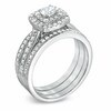 Thumbnail Image 2 of Previously Owned - 1 CT. T.W. Diamond Cushion-Shape Double Frame Bridal Set in 10K White Gold