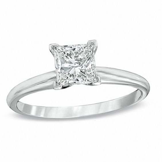 Previously Owned - 1 CT. Princess-Cut Diamond Solitaire Engagement Ring in 14K White Gold