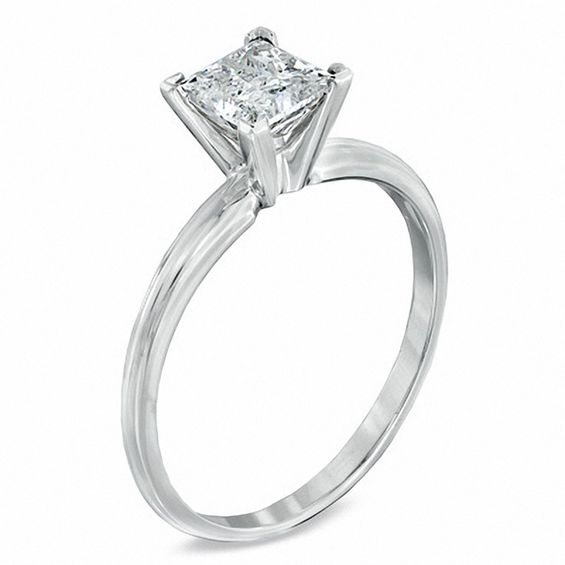 Previously Owned - 1 CT. Princess-Cut Diamond Solitaire Engagement Ring in 14K White Gold