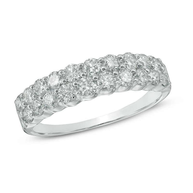 Main Image 1 of Previously Owned - 1 CT. T.W. Diamond Double Row Anniversary Band in 14K White Gold
