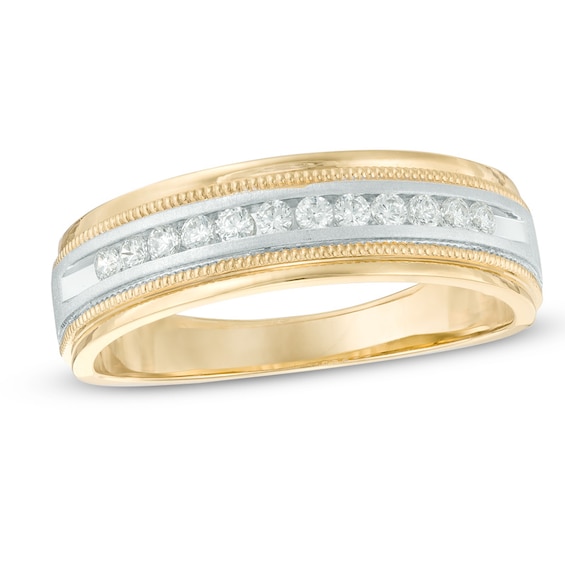 Previously Owned - 1/4 CT. T.w. Diamond Milgrain Anniversary Band in 14K Two-Tone Gold