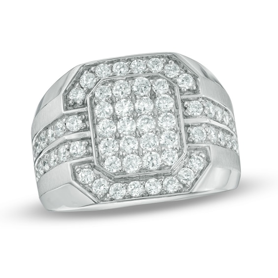 Previously Owned - 2 CT. T.w. Diamond Cluster Octagonal Frame Ring in 10K White Gold