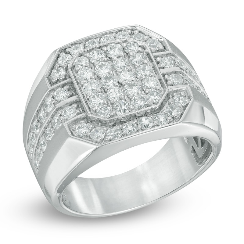 Main Image 2 of Previously Owned - 2 CT. T.W. Diamond Cluster Octagonal Frame Ring in 10K White Gold