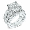 Thumbnail Image 2 of Previously Owned 4 CT. T.W. Quad Princess-Cut Diamond Frame Soldered Bridal Set in 14K White Gold