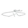 Thumbnail Image 1 of Previously Owned - Lab-Created White Sapphire Sideways Cross Bolo Bracelet in Sterling Silver - 9.0"