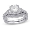 Thumbnail Image 1 of Previously Owned - 6.0mm Lab-Created White Sapphire Collar Bridal Set in Sterling Silver