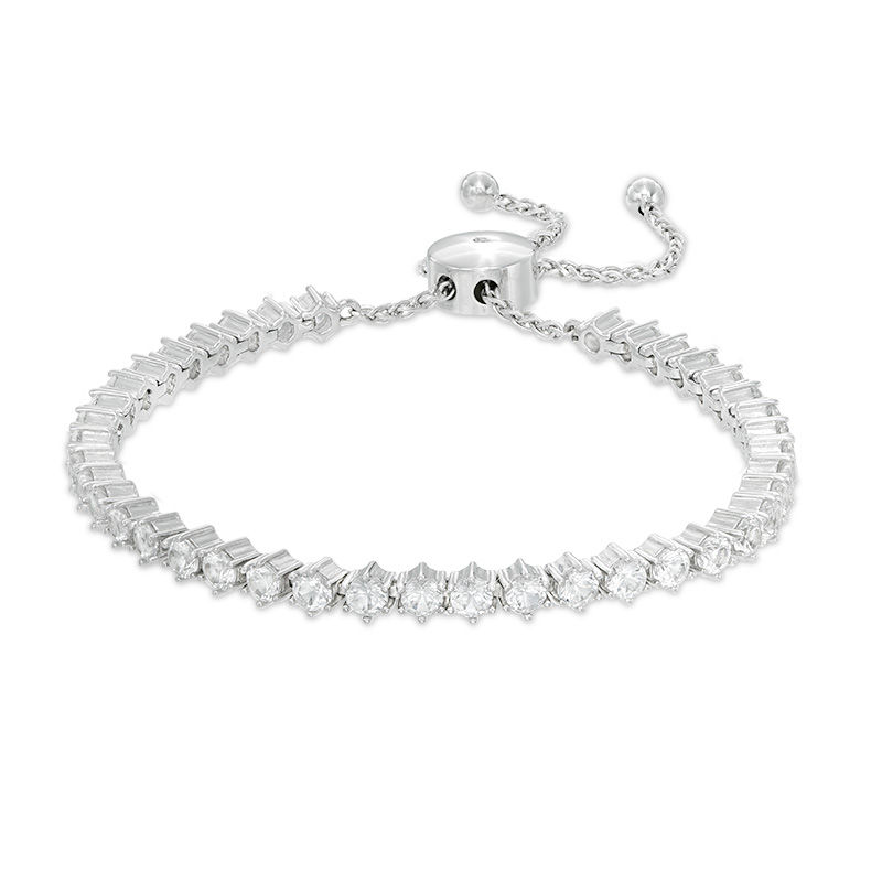 Main Image 1 of Previously Owned - Lab-Created White Sapphire Bolo Bracelet in Sterling Silver - 9.0"