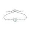 Thumbnail Image 1 of Previously Owned - 7.0mm Cushion-Cut Lab-Created White Sapphire Frame Bolo Bracelet in Sterling Silver - 9.0"