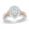Thumbnail Image 1 of Previously Owned - 1 CT. T.W. Composite Diamond Pear-Shaped Frame Engagement Ring in 14K Two-Tone Gold