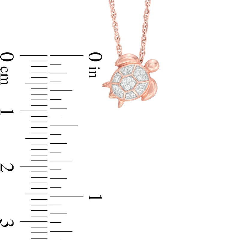Main Image 2 of Previously Owned - 1/15 CT. T.W. Diamond Turtle Pendant in 10K Rose Gold