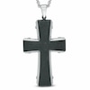 Thumbnail Image 1 of Previously Owned - Men's Textured Cross Pendant in Two-Tone Stainless Steel - 36"