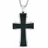 Thumbnail Image 2 of Previously Owned - Men's Textured Cross Pendant in Two-Tone Stainless Steel - 36"