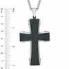 Thumbnail Image 3 of Previously Owned - Men's Textured Cross Pendant in Two-Tone Stainless Steel - 36"