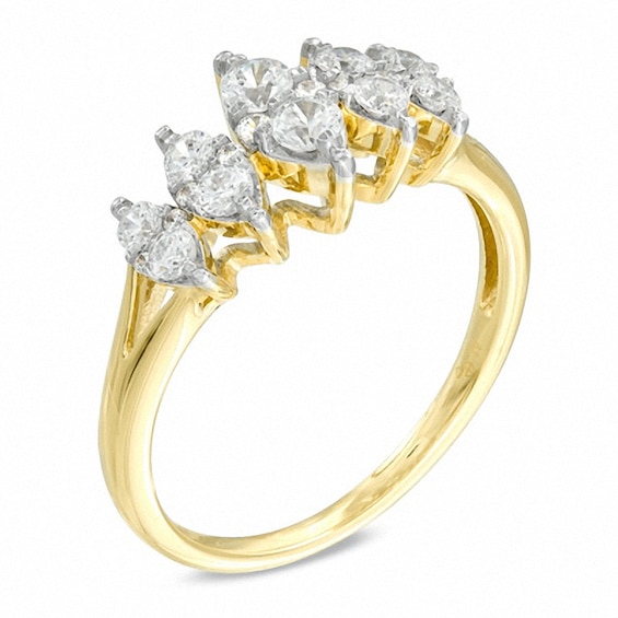 Previously Owned - 1/2 CT. T.w. Diamond Marquise-Framed Cluster Anniversary Ring in 10K Gold